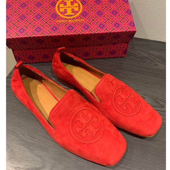 Tory Burch Shoes - NWT Tory Burch Leigh Suede Red Loafers